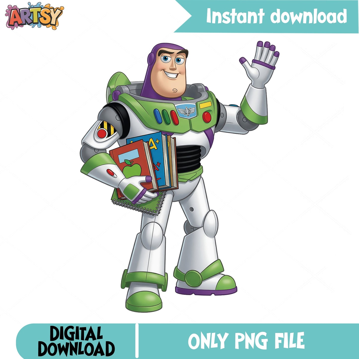 Buzz Lightyear Back To School PNG, Toy Story PNG, Disney PNG