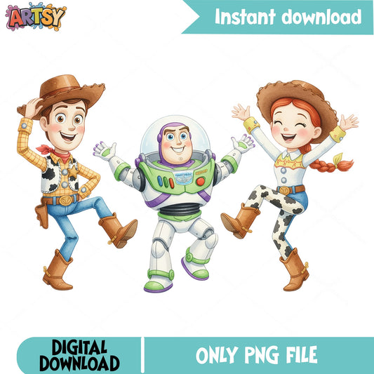 Toy Story Characters PNG, Woody Buzz Jessie PNG, Disney PNG