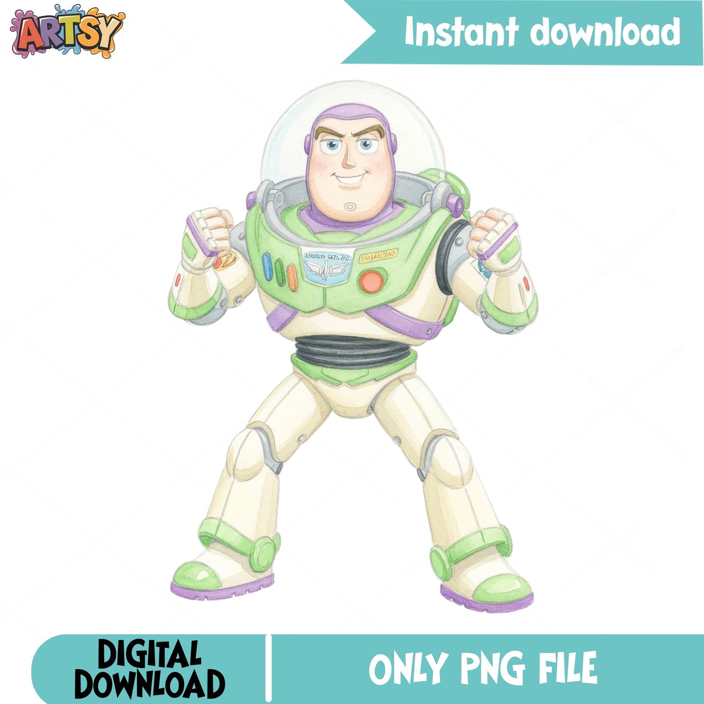 Buzz Lightyear Watercolor PNG, Toy Story PNG, Disney PNG