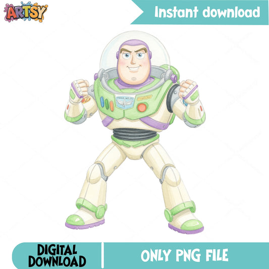 Buzz Lightyear Watercolor PNG, Toy Story PNG, Disney PNG