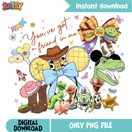 Toy Story You've Got A Friend In Me PNG, Woody Buzz PNG, Disney PNG