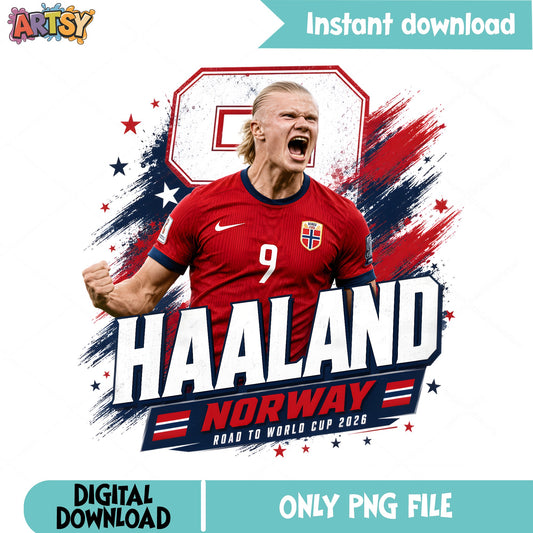 Haaland Norway Road To World Cup 2026 PNG, Soccer PNG, Football PNG