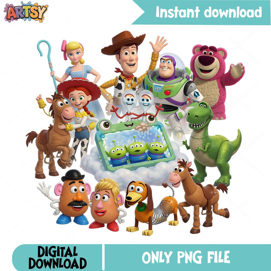 Toy Story Characters PNG Bundle, Disney Pixar PNG, Woody Buzz PNG