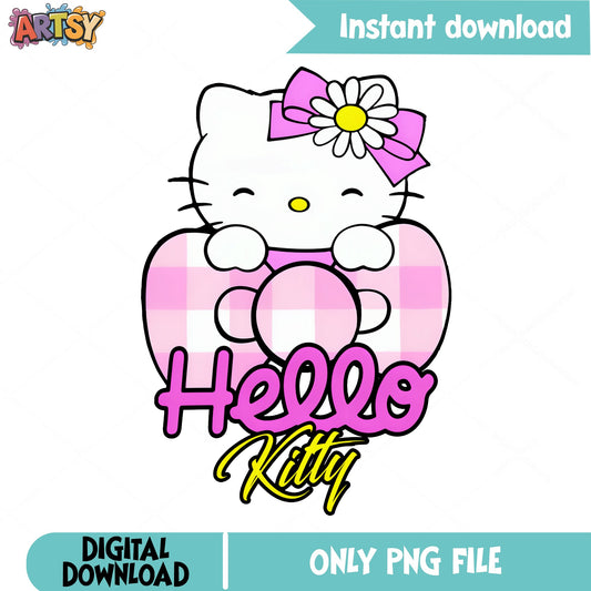 Hello Kitty Pink Heart PNG, Sanrio Cute Kitty PNG, Valentine PNG