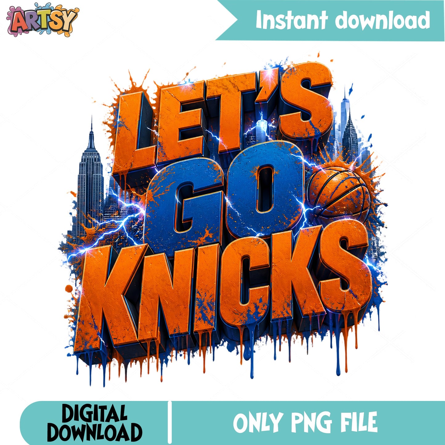 Lets Go Knicks PNG, New York Knicks Basketball, NBA Fan PNG
