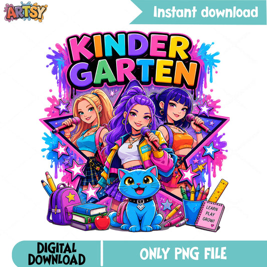 Kindergarten PNG Sublimation, Back To School PNG, Teacher PNG