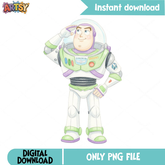 Buzz Lightyear Watercolor PNG, Toy Story PNG, Disney PNG