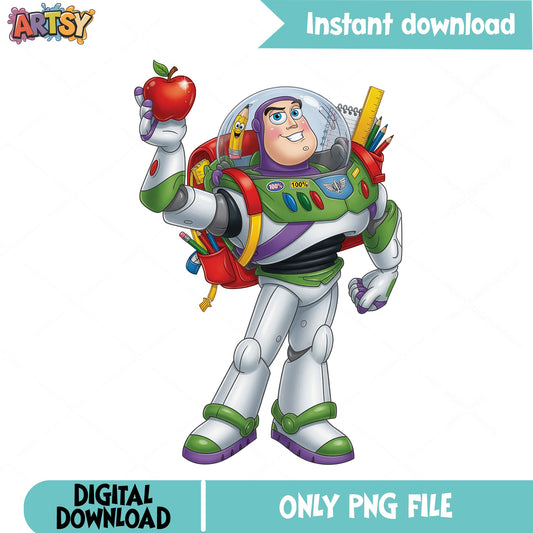 Buzz Lightyear Back To School PNG, Toy Story PNG, Disney PNG