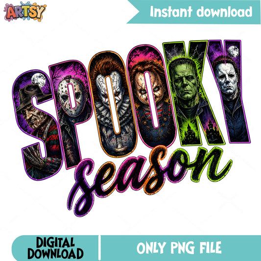 Spooky Season Horror Characters PNG, Halloween PNG, Horror Movie PNG