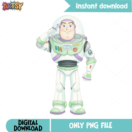 Buzz Lightyear Watercolor PNG, Toy Story PNG, Disney PNG
