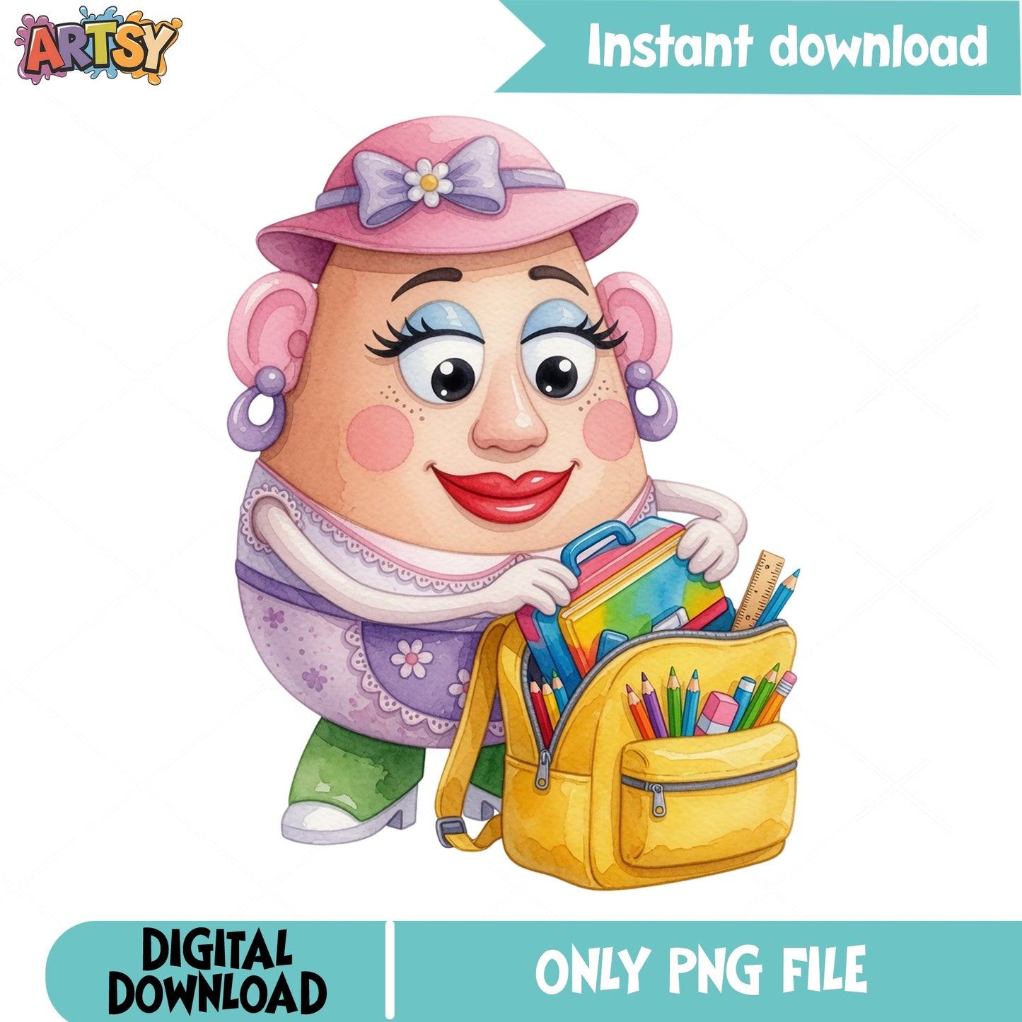 Mrs Potato Head Back To School PNG, Toy Story PNG, School PNG
