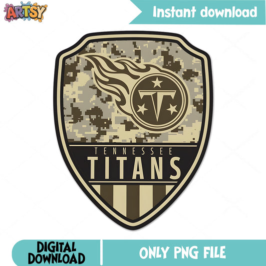 Tennessee Titans Camo Shield PNG, NFL Football PNG, Military PNG