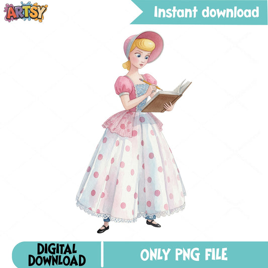 Bo Peep Toy Story PNG, Disney Pixar Clipart PNG, Watercolor PNG