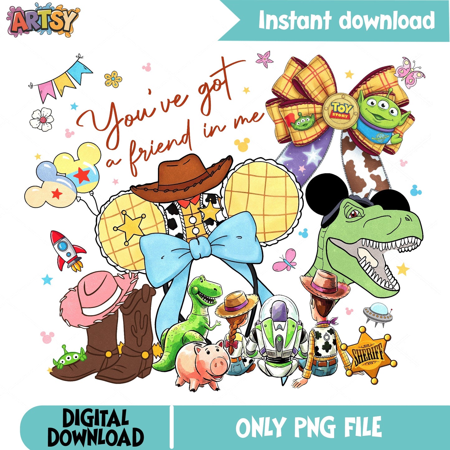 Toy Story You've Got A Friend In Me PNG, Woody Buzz PNG, Disney PNG