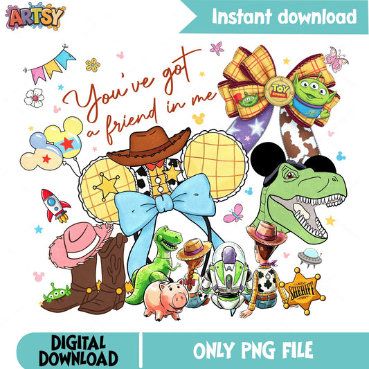 Toy Story You've Got A Friend In Me PNG, Woody Buzz PNG, Disney PNG