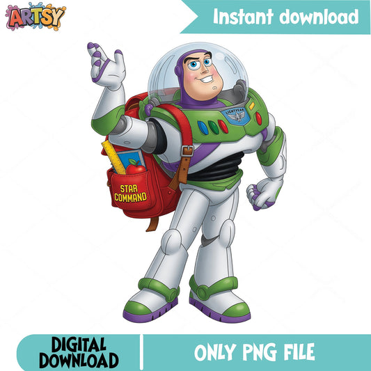 Buzz Lightyear Back To School PNG, Toy Story PNG, Disney PNG