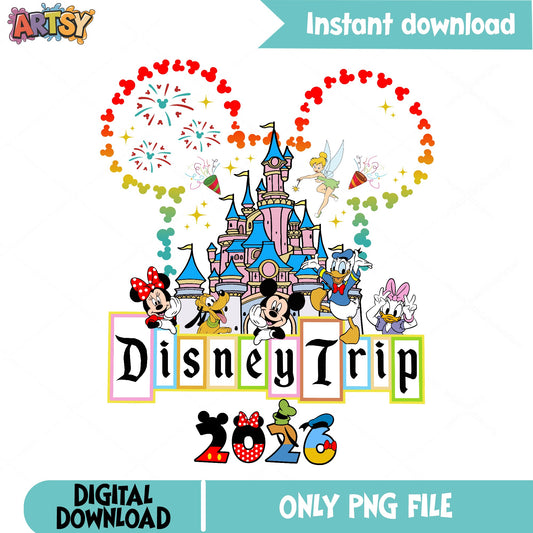 Disney Trip 2026 PNG, Mickey And Friends Castle PNG, Family Vacation PNG