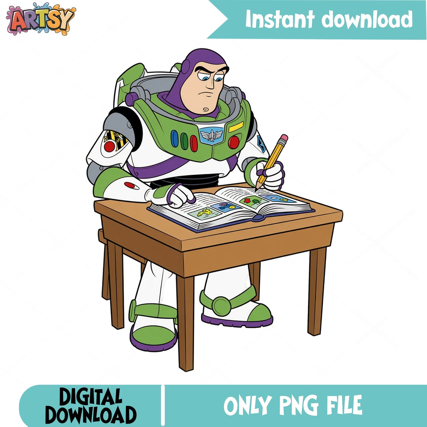 Buzz Lightyear Back To School PNG, Toy Story PNG, Disney PNG