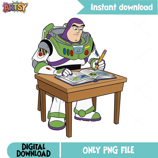 Buzz Lightyear Back To School PNG, Toy Story PNG, Disney PNG