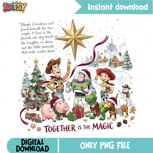 Toy Story Christmas PNG, Woody Buzz PNG, Holiday Cheer Magic PNG