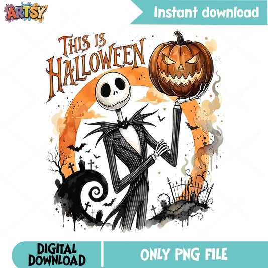 This Is Halloween PNG, Jack Skellington PNG, Spooky Pumpkin PNG