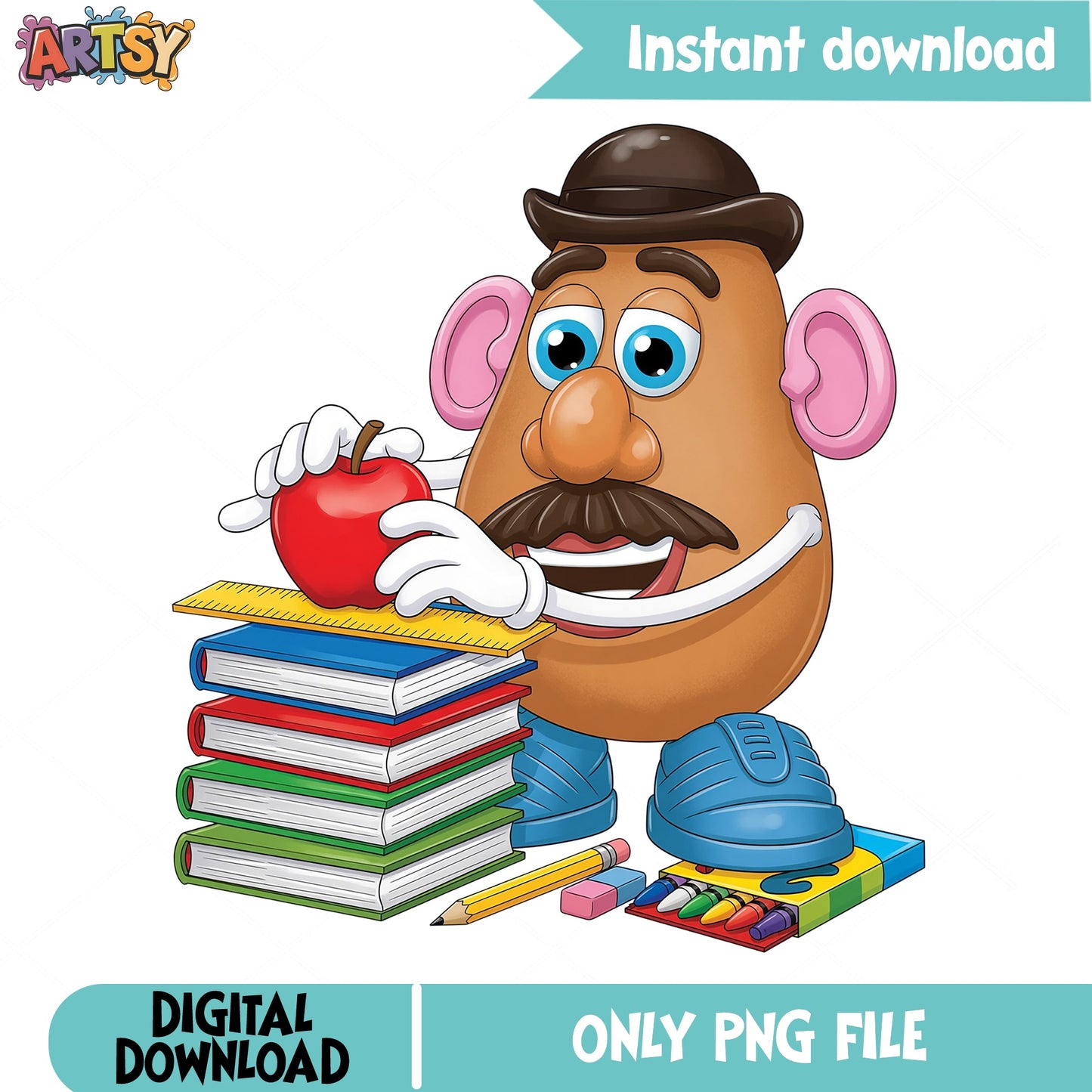 Mr Potato Head Back To School PNG, Toy Story PNG, Teacher PNG