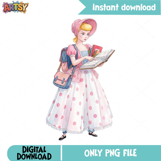Bo Peep Back To School PNG, Toy Story PNG, Disney PNG