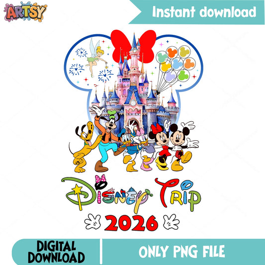 Disney Trip 2026 PNG, Mickey And Friends Castle PNG, Family Vacation PNG