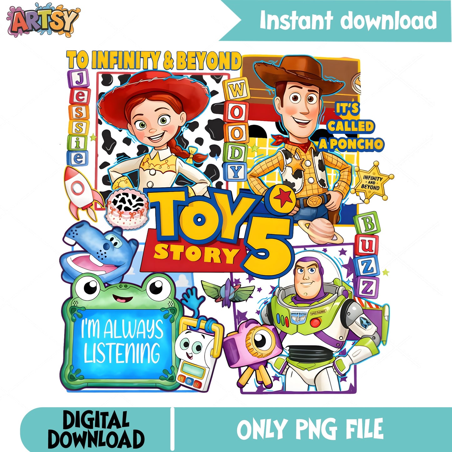 Toy Story 5 PNG, Woody Buzz Lightyear Jessie PNG, Disney PNG