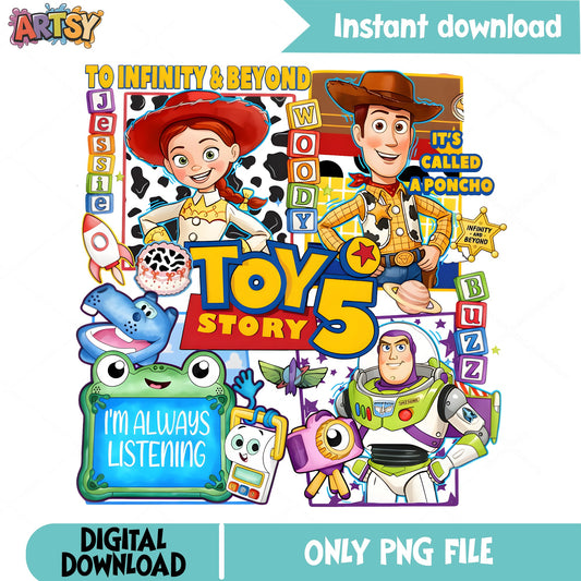 Toy Story 5 PNG, Woody Buzz Lightyear Jessie PNG, Disney PNG