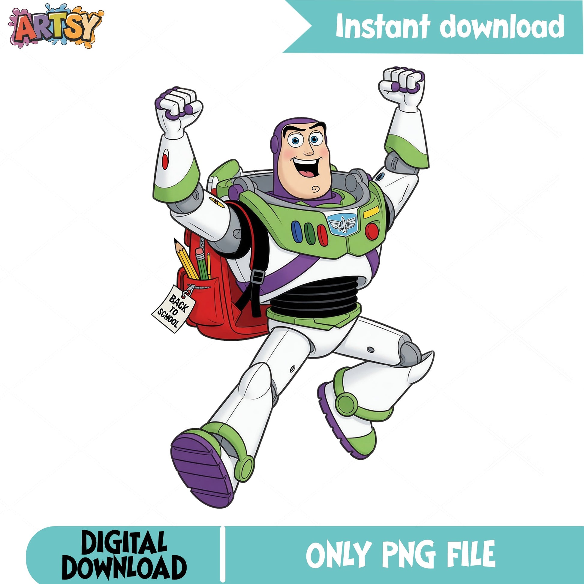 Buzz Lightyear Back To School PNG, Toy Story PNG, Disney PNG
