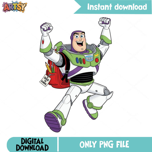 Buzz Lightyear Back To School PNG, Toy Story PNG, Disney PNG