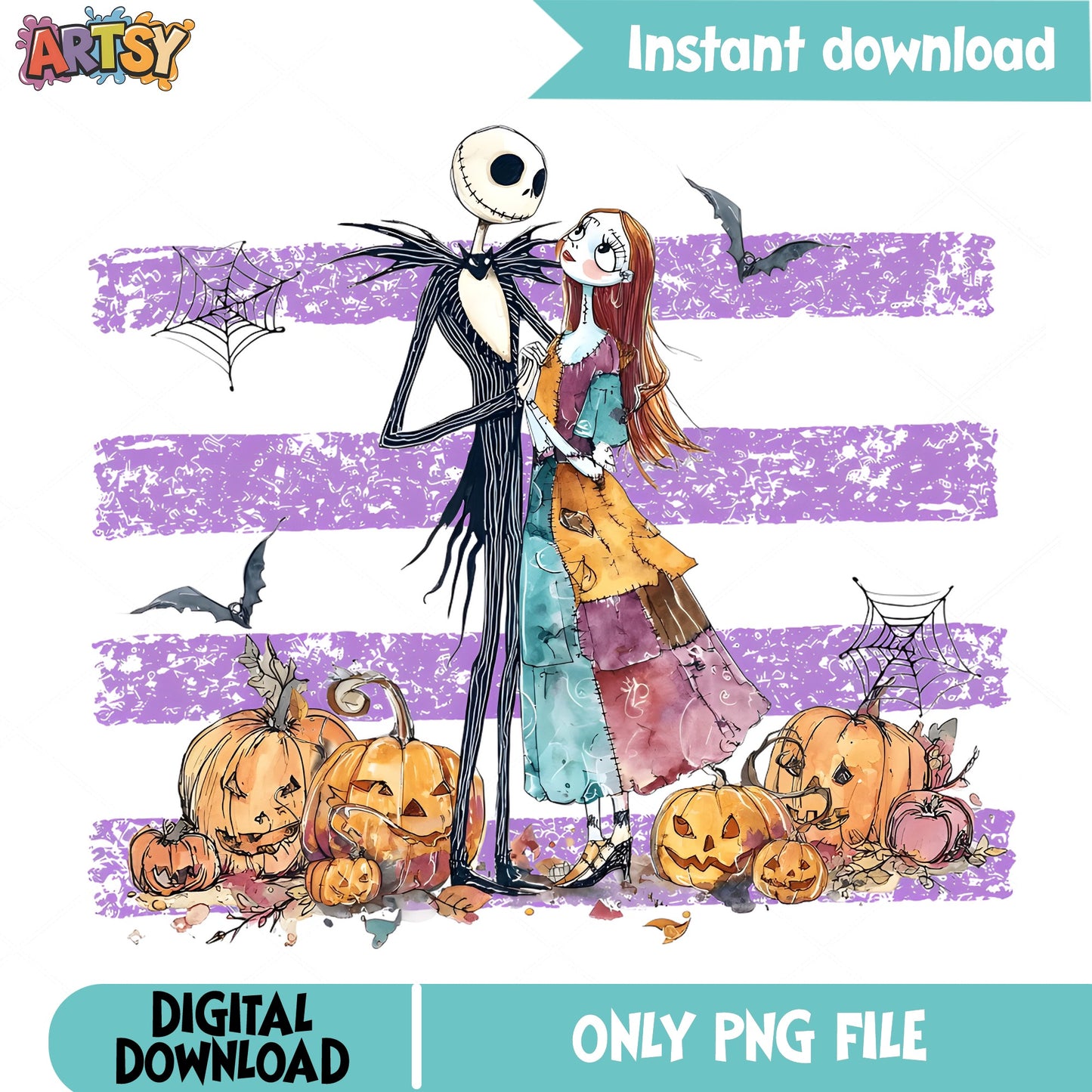 Jack And Sally Halloween PNG, Nightmare Before Christmas PNG, Halloween PNG