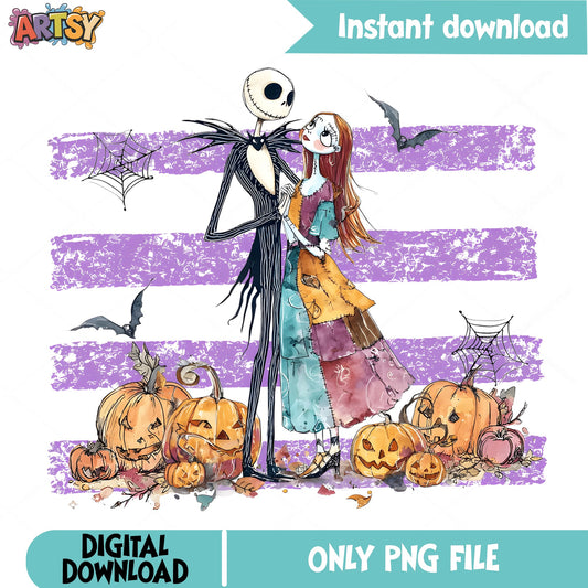 Jack And Sally Halloween PNG, Nightmare Before Christmas PNG, Halloween PNG