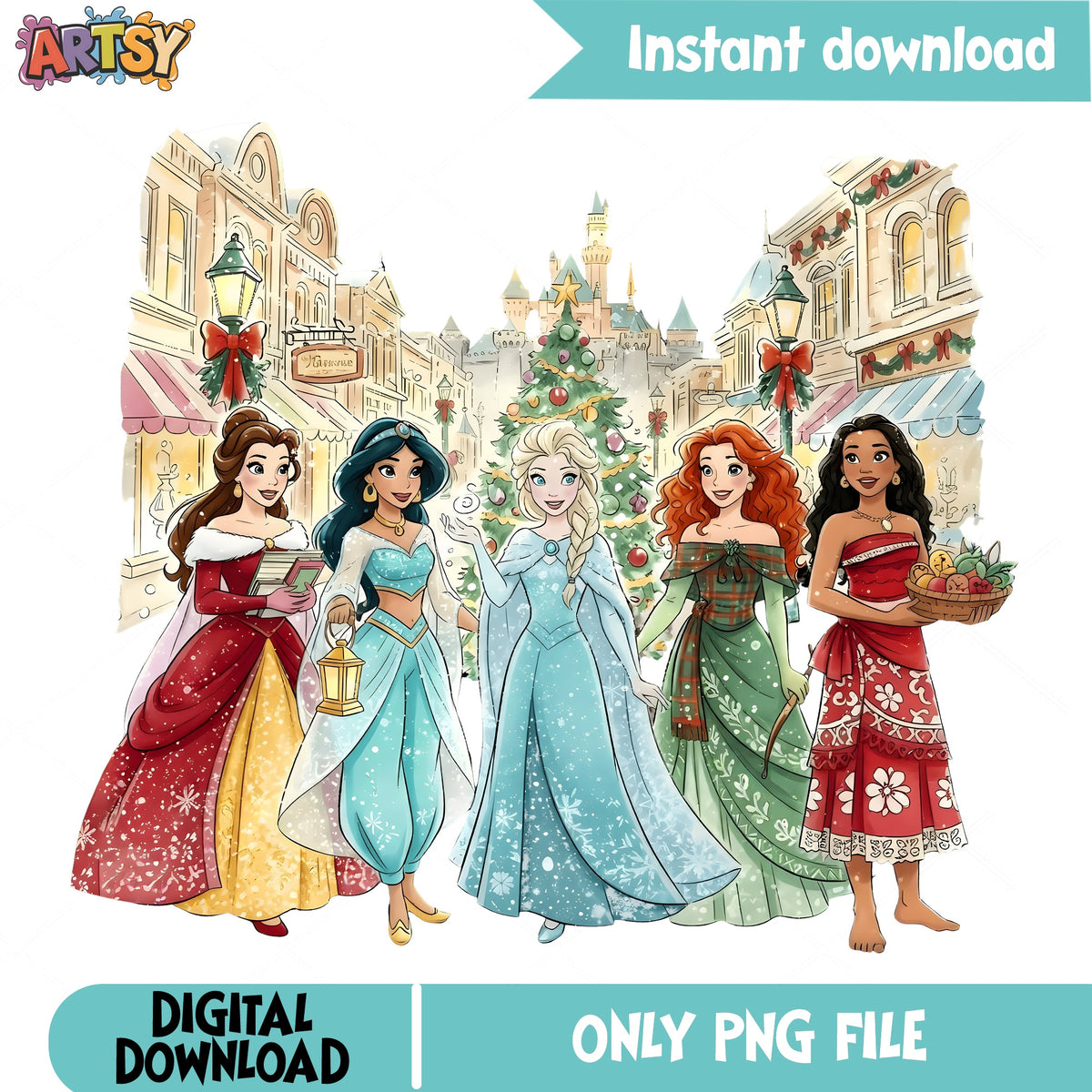 Disney Princess Christmas PNG, Elsa Belle PNG, Winter Castle PNG