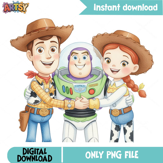 Toy Story Characters PNG, Woody Buzz Lightyear Jessie PNG, Disney PNG