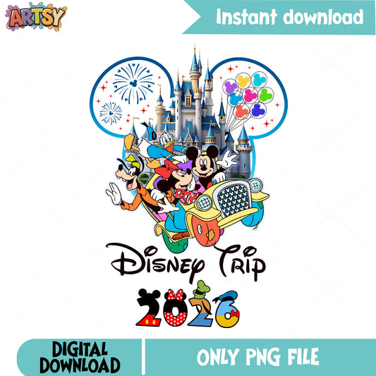 Disney Trip 2026 PNG, Mickey And Friends Castle PNG, Family Vacation PNG