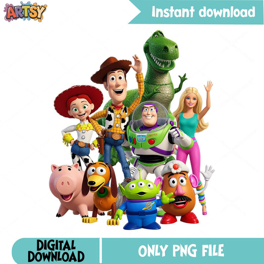 Toy Story Characters PNG Bundle, Disney Pixar PNG, Woody Buzz PNG