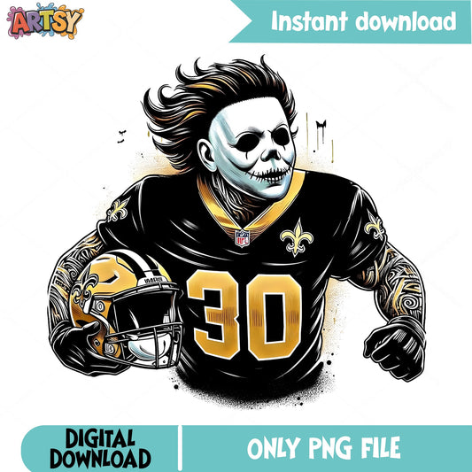 Michael Myers New Orleans Saints PNG, Horror Football PNG, Halloween PNG