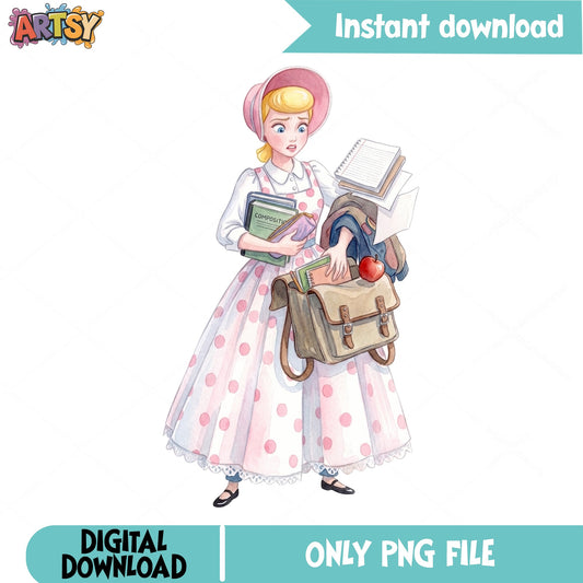 Bo Peep Back To School PNG, Toy Story PNG, Disney PNG