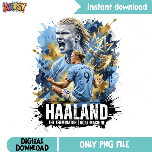 Haaland The Terminator Goal Machine PNG, Soccer Player PNG, Football PNG