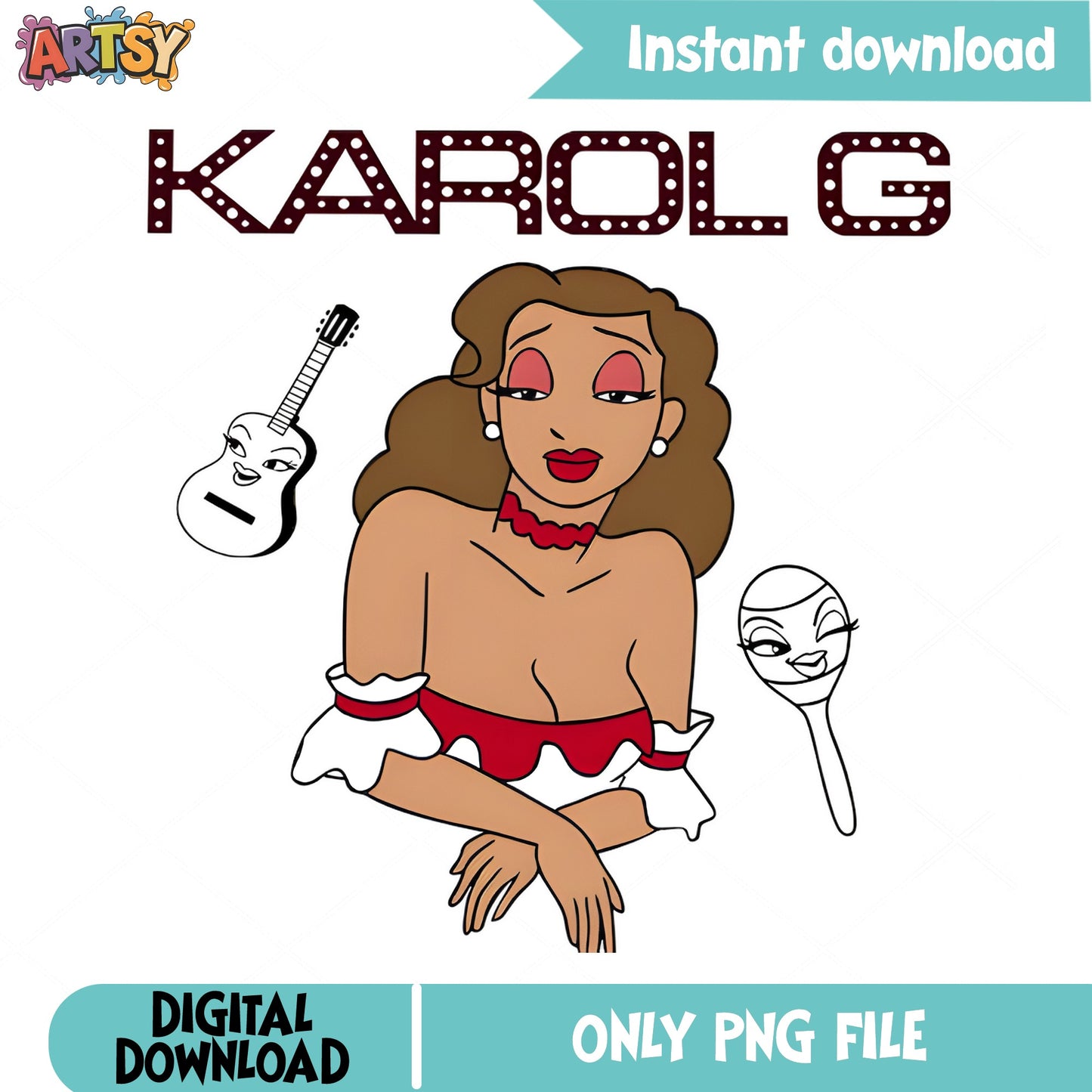 Karol G PNG, Latin Music Singer Clipart, Digital Download PNG