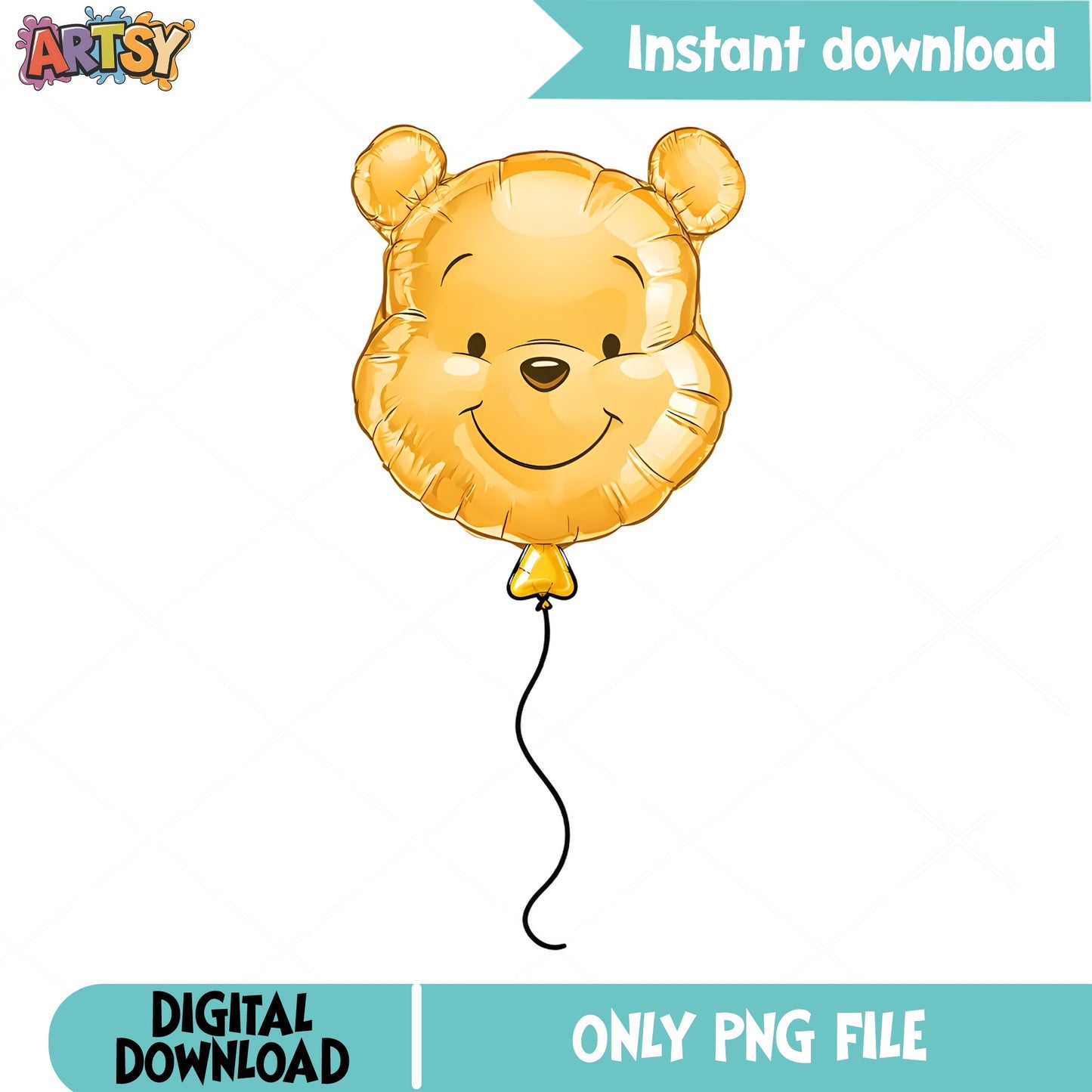 Winnie The Pooh Balloon PNG, Disney Bear Clipart PNG, Birthday PNG
