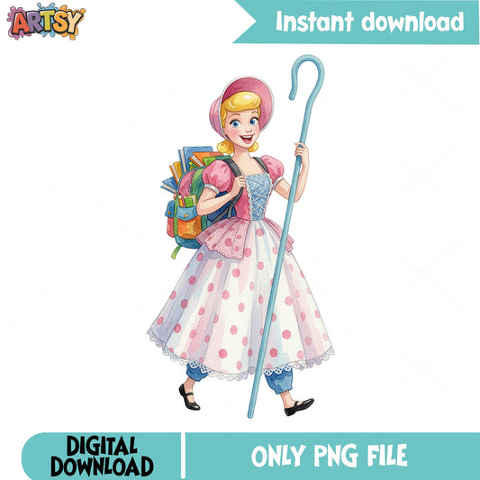 Bo Peep Back To School PNG, Toy Story PNG, Disney PNG