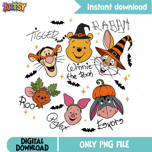 Winnie The Pooh Halloween PNG, Disney Halloween PNG, Pooh Friends PNG