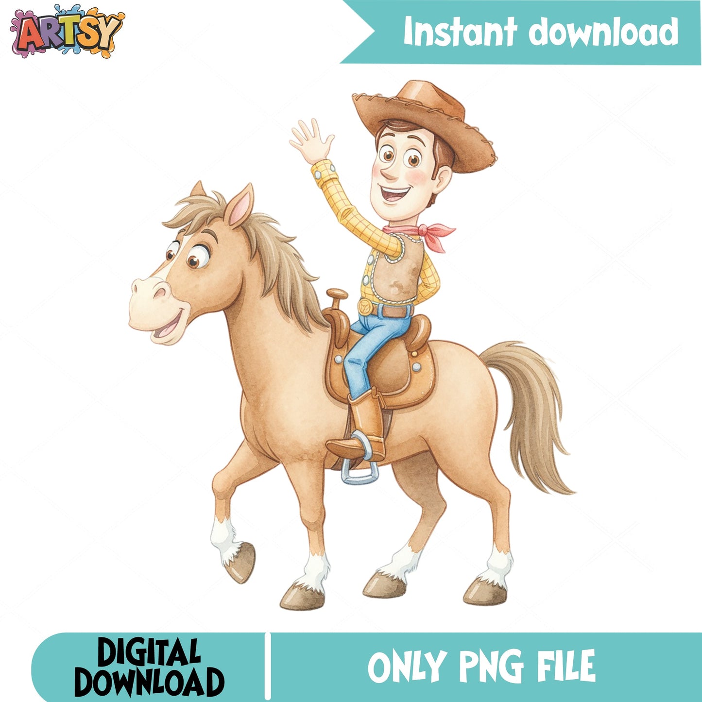 Woody And Bullseye Toy Story PNG, Disney Pixar PNG, Cowboy PNG