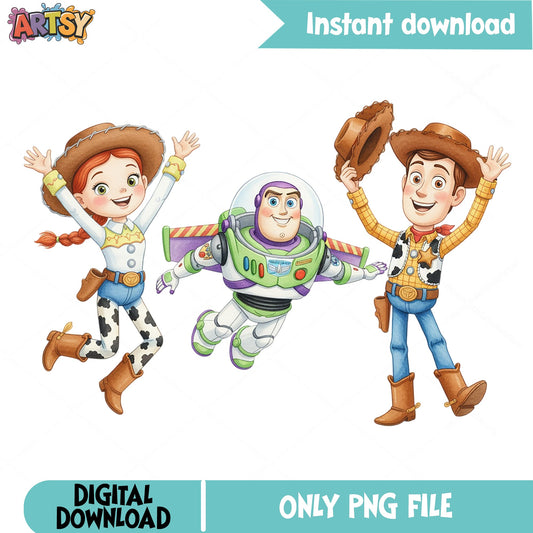 Toy Story Characters PNG, Woody Buzz Lightyear Jessie PNG, Disney PNG