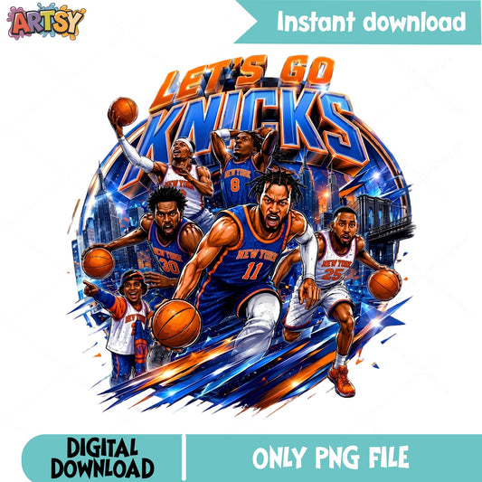 Lets Go Knicks PNG, New York Knicks Basketball PNG, NBA PNG