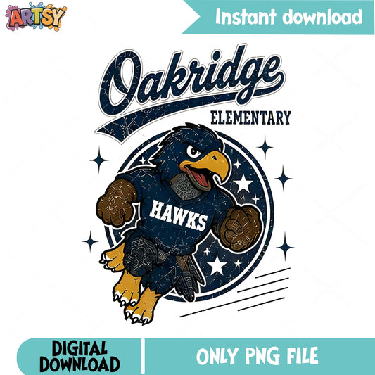 Oakridge Elementary Hawks Mascot PNG, School Spirit PNG, Hawks PNG