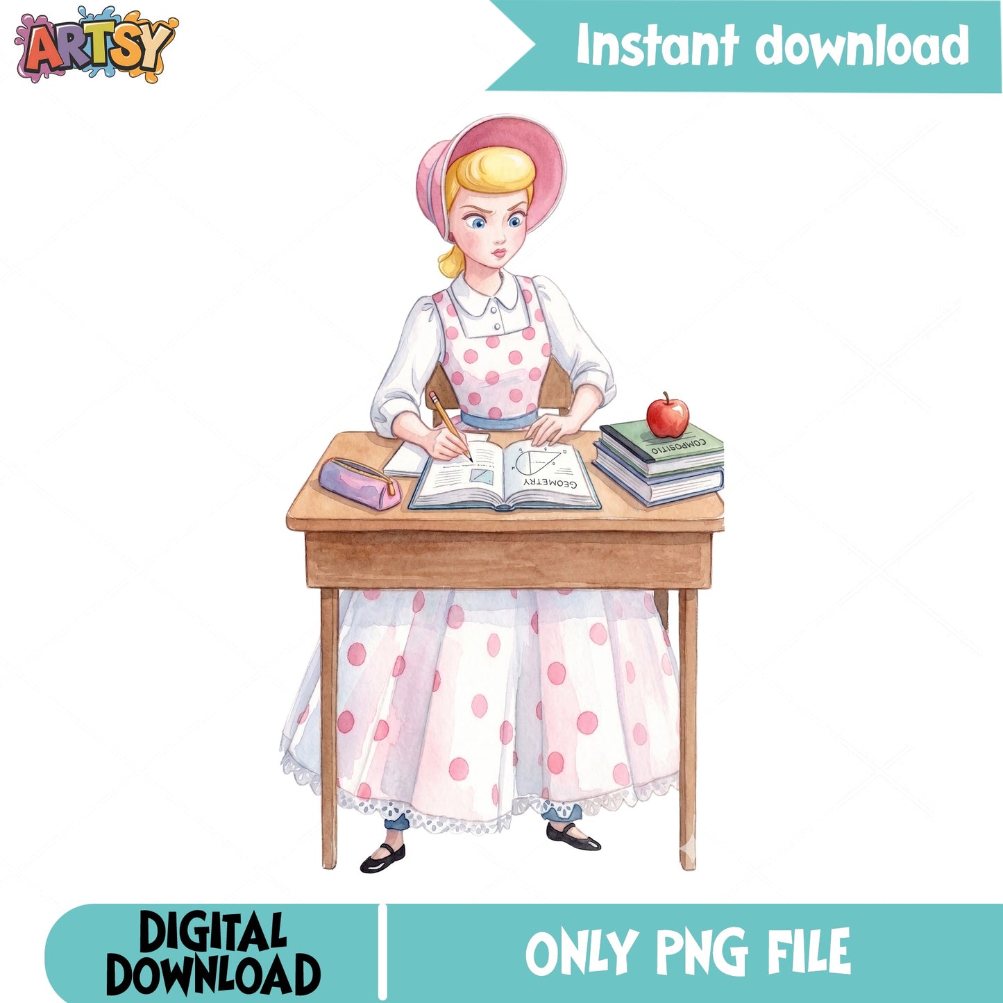 Bo Peep Back To School PNG, Toy Story PNG, Teacher PNG